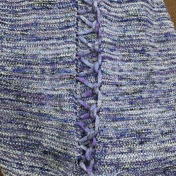 Nic+Zoe Multi Tone Purple Sweater Ribbon Detail Womens Large Cotton Modal Knit - Picture 5 of 6